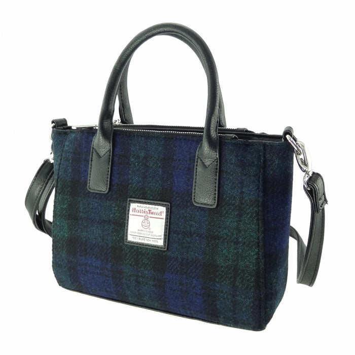 Harris Tweed Brora Small Tote - Compact Wool Tote Bag - Heritage Of Scotland - Black Watch (COL060)