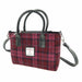 Harris Tweed Brora Small Tote - Compact Wool Tote Bag - Heritage Of Scotland - Raspberry Check (COL090)