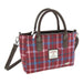 Harris Tweed Brora Small Tote - Compact Wool Tote Bag - Heritage Of Scotland - Rust Red with Green, White & Blue Overcheck (COL151)