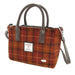 Harris Tweed Brora Small Tote - Compact Wool Tote Bag - Heritage Of Scotland - Rust with Orange Overcheck (COL117)