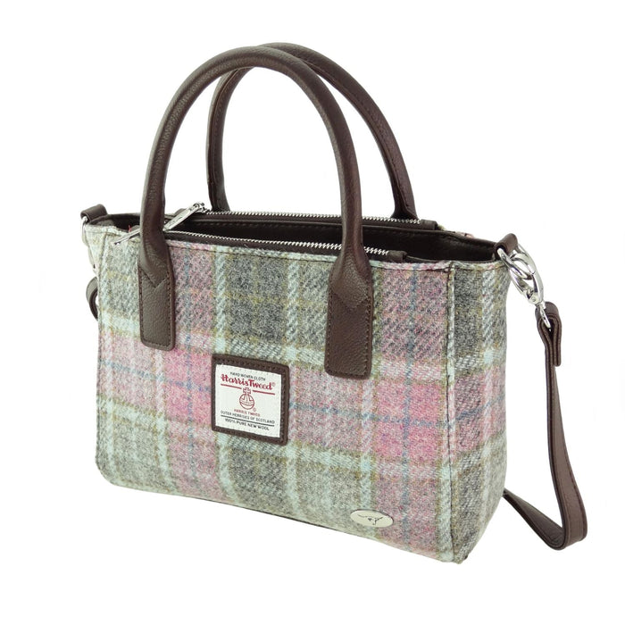 Harris Tweed Brora Small Tote - Compact Wool Tote Bag - Heritage Of Scotland - Soft Pink Buchanan (COL134)