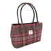 Harris Tweed Cassley Classic Handbag - Elegant Tartan Shoulder Bag - Heritage Of Scotland - Burgundy & Pink Stewart Tartan (COL144)
