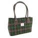 Harris Tweed Cassley Classic Handbag - Elegant Tartan Shoulder Bag - Heritage Of Scotland - Dark Green and Plum Check (COL107)