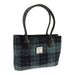 Harris Tweed Cassley Classic Handbag - Elegant Tartan Shoulder Bag - Heritage Of Scotland - Grey/Black Tartan (COL095)