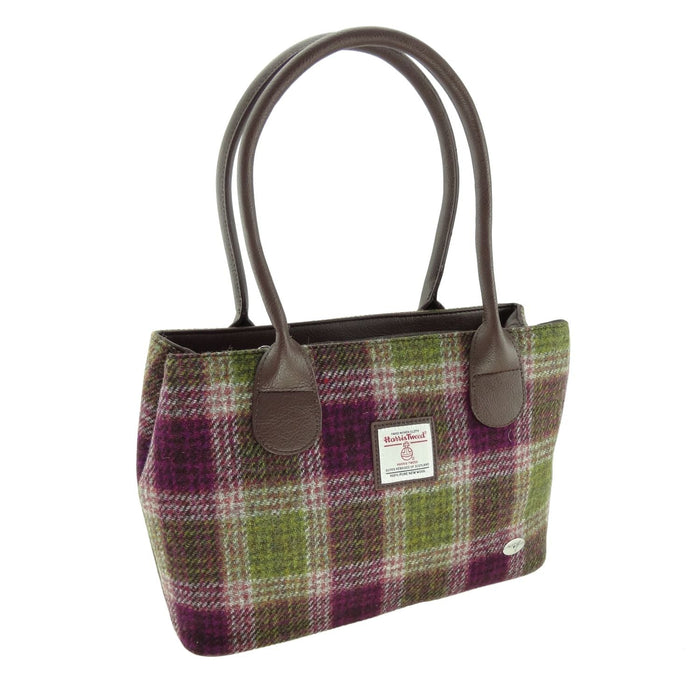 Harris Tweed Cassley Classic Handbag - Elegant Tartan Shoulder Bag - Heritage Of Scotland - Heather Check (COL125)