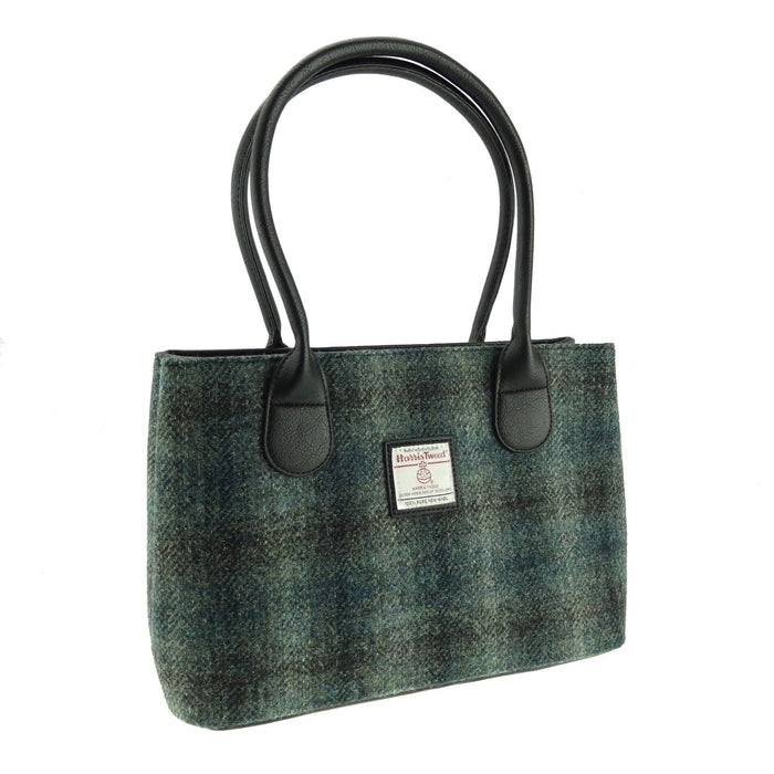 Harris Tweed Cassley Classic Handbag - Elegant Tartan Shoulder Bag - Heritage Of Scotland - Moss Green (COL091)