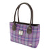 Harris Tweed Cassley Classic Handbag - Elegant Tartan Shoulder Bag - Heritage Of Scotland - Purple & Mint Check (COL146)