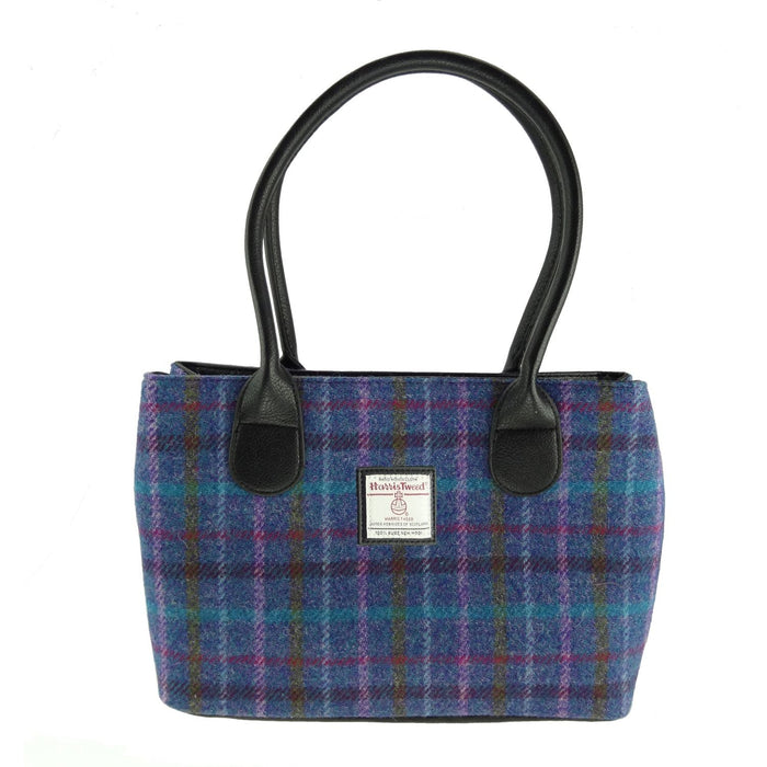 Harris Tweed Cassley Classic Handbag - Elegant Tartan Shoulder Bag - Heritage Of Scotland - Purple Multi Check (COL051)
