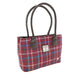 Harris Tweed Cassley Classic Handbag - Elegant Tartan Shoulder Bag - Heritage Of Scotland - Rust Red with Green, White & Blue Overcheck (COL151)