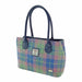Harris Tweed Cassley Classic Handbag - Elegant Tartan Shoulder Bag - Heritage Of Scotland - Soft Blue and Pink Tartan (COL135)