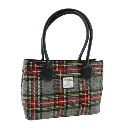 Harris Tweed Classic Handbag Grey/Red Tartan - Heritage Of Scotland - GREY/RED TARTAN