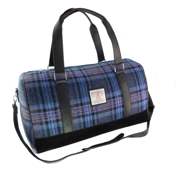 Harris Tweed Clyde Weekend Bag – Spacious Wool Travel Holdall - Heritage Of Scotland - Blue & Purple Stewart Tartan (COL143)