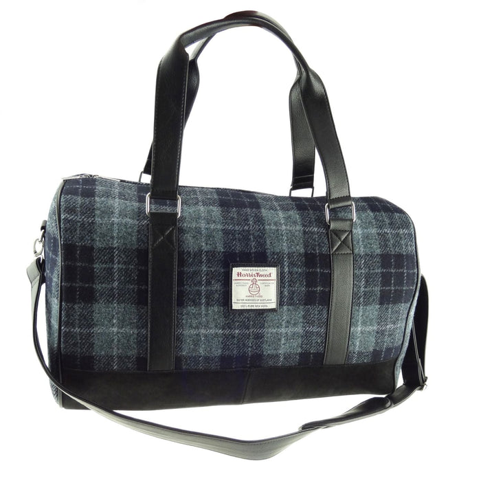 Harris Tweed Clyde Weekend Bag – Spacious Wool Travel Holdall - Heritage Of Scotland - Grey/Black Tartan (COL095)