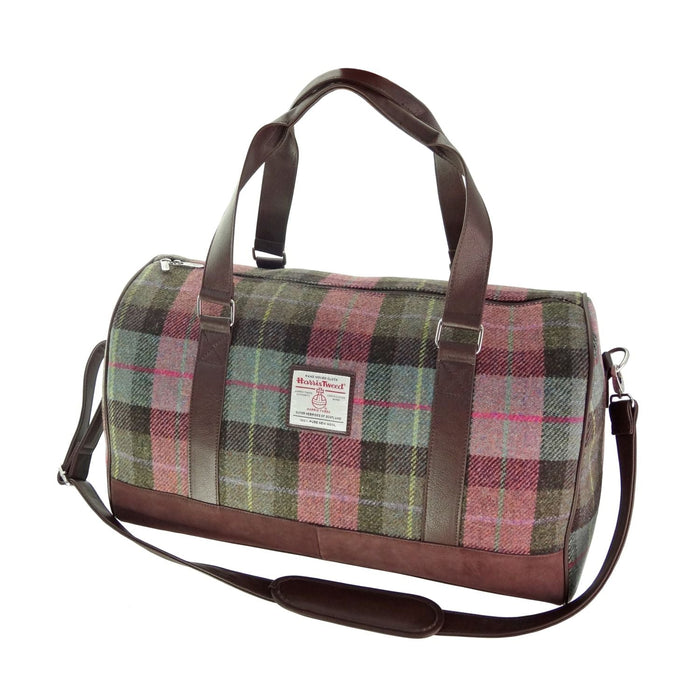 Harris Tweed Clyde Weekend Bag – Spacious Wool Travel Holdall - Heritage Of Scotland - Muted Green & Purple Tartan (COL137)