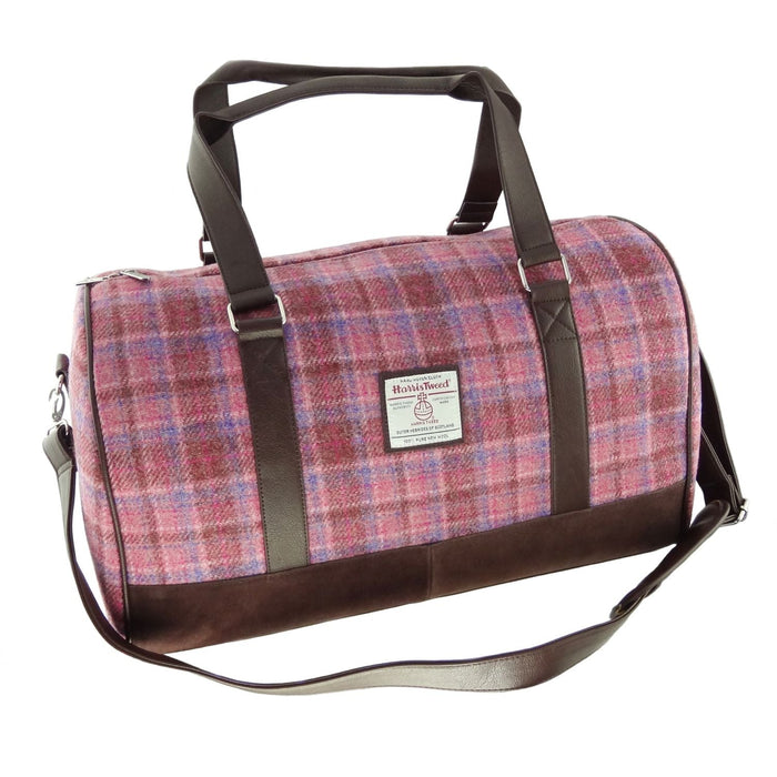 Harris Tweed Clyde Weekend Bag – Spacious Wool Travel Holdall - Heritage Of Scotland - Pink Check (COL103)