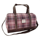 Harris Tweed Clyde Weekend Bag – Spacious Wool Travel Holdall - Pink/Burgundy Check (COL154) - Heritage Of Scotland -
