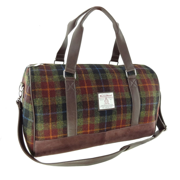 Harris Tweed Clyde Weekend Bag – Spacious Wool Travel Holdall - Heritage Of Scotland - Rust Check (COL059)