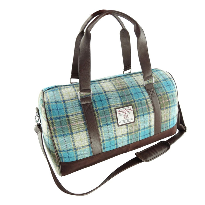 Harris Tweed Clyde Weekend Bag – Spacious Wool Travel Holdall - Heritage Of Scotland - Turquoise Tartan (COL122)