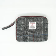 Harris Tweed Coin Purse - GREY & RED CHECK / MAROON - Heritage Of Scotland -
