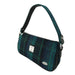 Harris Tweed Duchray Baguette Bag - Classic Tartan Shoulder Bag - Heritage Of Scotland - Blue with Turquoise Overcheck (COL119)