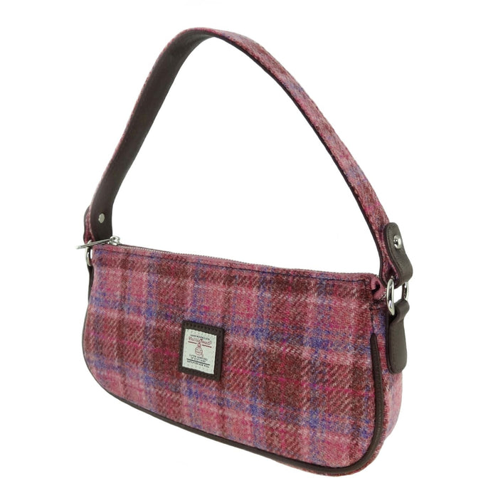 Harris Tweed Duchray Baguette Bag - Classic Tartan Shoulder Bag - Heritage Of Scotland - Pink Check (COL103)