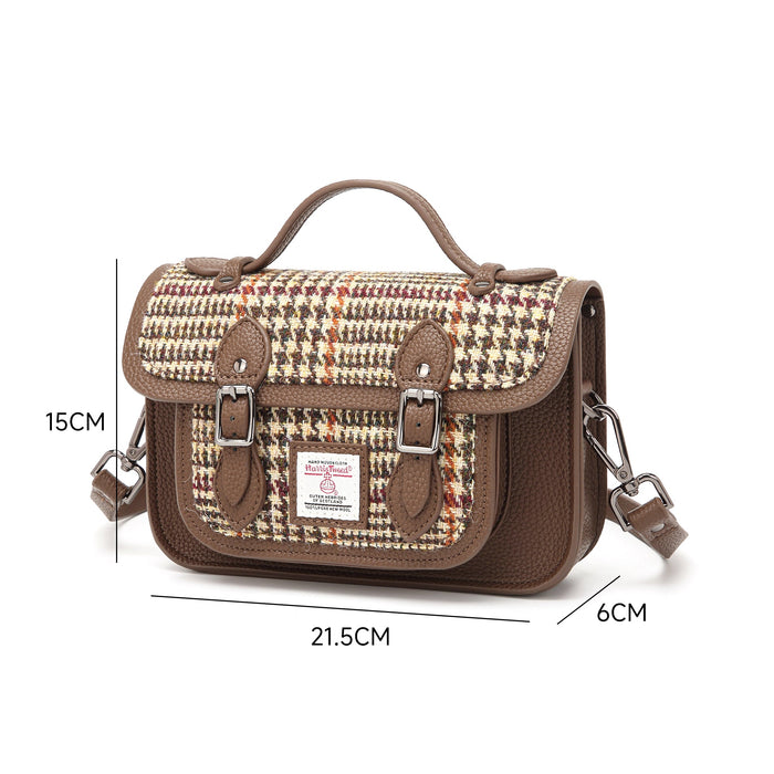 Harris Tweed Edinburgh Satchel Brown And Beige Glen Check / Light Brown - Heritage Of Scotland - Brown And Beige Glen Check / Light Brown