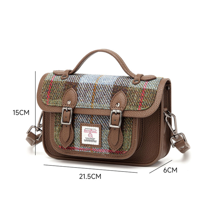 Harris Tweed Edinburgh Satchel Macleod Tartan / Light Brown - Heritage Of Scotland - MacLeod Tartan / Light Brown