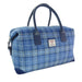 Harris Tweed Esk Overnight Bag - Large Travel Bag Made in UK - Heritage Of Scotland - Light Blue Check (COL129)