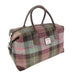 Harris Tweed Esk Overnight Bag - Large Travel Bag Made in UK - Heritage Of Scotland - Muted Green & Purple Tartan (COL137)