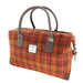 Harris Tweed Esk Overnight Bag - Large Travel Bag Made in UK - Heritage Of Scotland - Rust with Orange Overcheck (COL117)