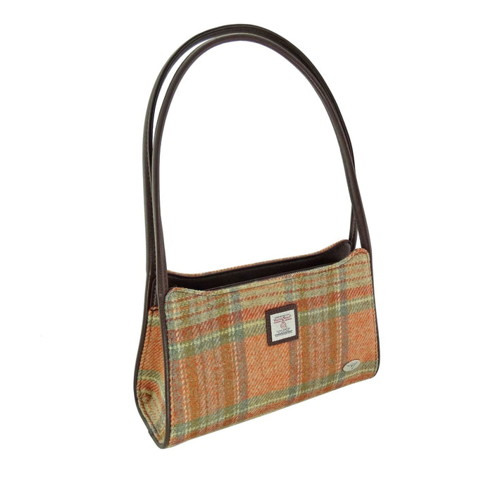 Harris Tweed Fiddich Small Handbag - Classic Tweed Shoulder Handbag - Heritage Of Scotland - Pale Orange Stewart Tartan (COL148)