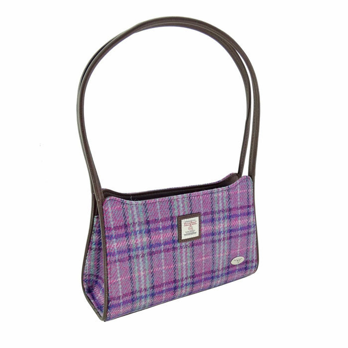 Harris Tweed Fiddich Small Handbag - Classic Tweed Shoulder Handbag - Heritage Of Scotland - Purple & Mint Check (COL146)
