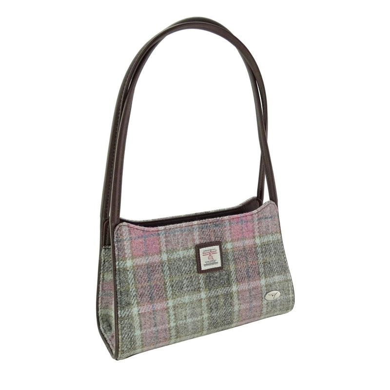 Harris Tweed Fiddich Small Handbag - Classic Tweed Shoulder Handbag - Heritage Of Scotland - Soft Pink Buchanan (COL134)