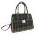 Harris Tweed Findhorn Curved Bottom Handbag - Midi Tote with Adjustable Strap - Heritage Of Scotland - Dark Green and Plum Check (COL107)