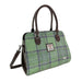 Harris Tweed Findhorn Curved Bottom Handbag - Midi Tote with Adjustable Strap - Heritage Of Scotland - Faded Green Stewart (COL139)