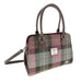 Harris Tweed Findhorn Curved Bottom Handbag - Midi Tote with Adjustable Strap - Heritage Of Scotland - Muted Green & Rose Pink Tartan (COL137)