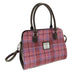 Harris Tweed Findhorn Curved Bottom Handbag - Midi Tote with Adjustable Strap - Heritage Of Scotland - Pink Check (COL103)