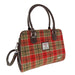 Harris Tweed Findhorn Curved Bottom Handbag - Midi Tote with Adjustable Strap - Heritage Of Scotland - Red & Green Tartan (COL141)