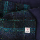 Harris Tweed Fringed Scarf with Fleece Back - Blue with Turquoise Overcheck - Heritage Of Scotland -