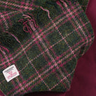 Harris Tweed Fringed Scarf with Fleece Back - Dark Green & Plum Check - Heritage Of Scotland -