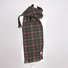 Harris Tweed Fringed Scarf with Fleece Back - Dark Green & Plum Check - Heritage Of Scotland -