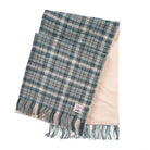 Harris Tweed Fringed Scarf with Fleece Back - Duck Egg & Cream Check - Heritage Of Scotland -