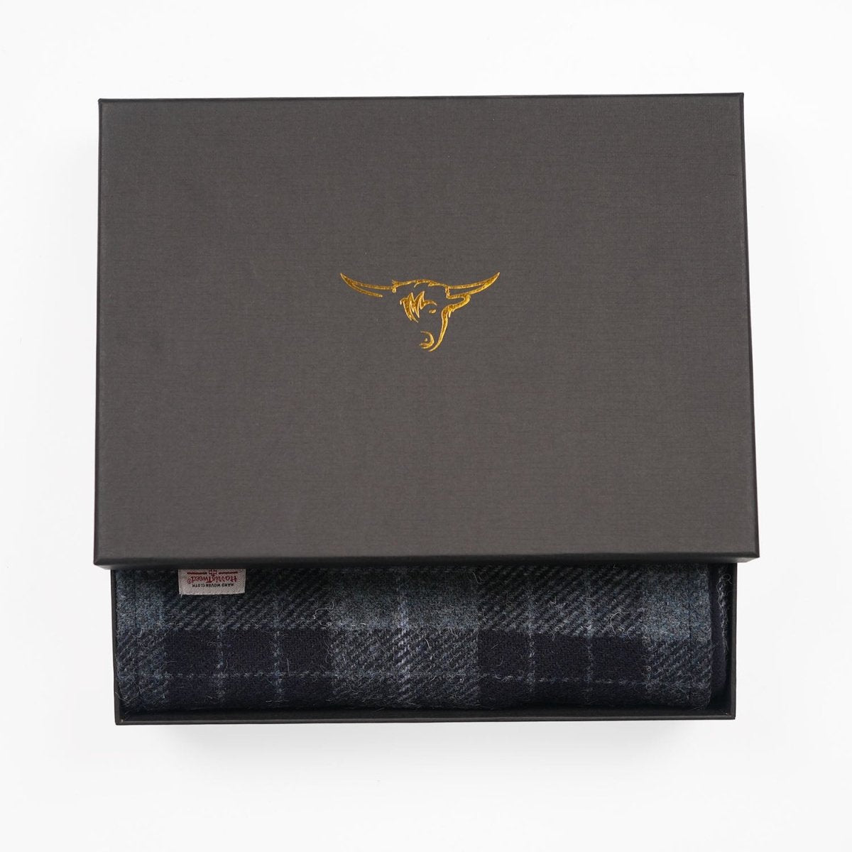 Harris Tweed Fringed Scarf with Fleece Back - Grey and Black Tartan - Heritage Of Scotland -