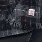 Harris Tweed Fringed Scarf with Fleece Back - Grey and Black Tartan - Heritage Of Scotland -
