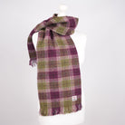 Harris Tweed Fringed Scarf with Fleece Back - Heather Check - Heritage Of Scotland -