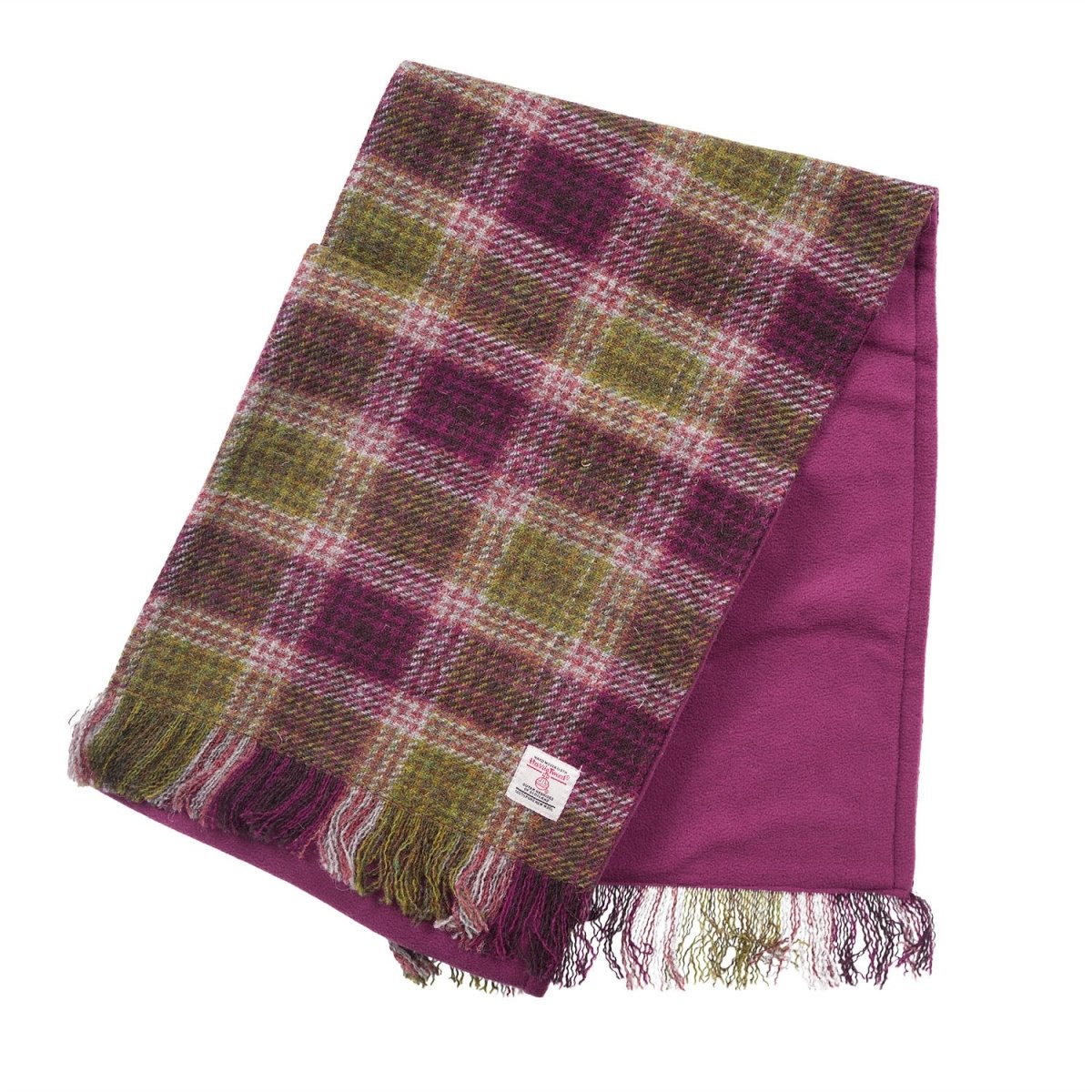 Harris Tweed Fringed Scarf with Fleece Back - Heather Check - Heritage Of Scotland -