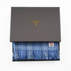 Harris Tweed Fringed Scarf with Fleece Back - Light Blue Check - Heritage Of Scotland -