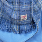 Harris Tweed Fringed Scarf with Fleece Back - Light Blue Check - Heritage Of Scotland -