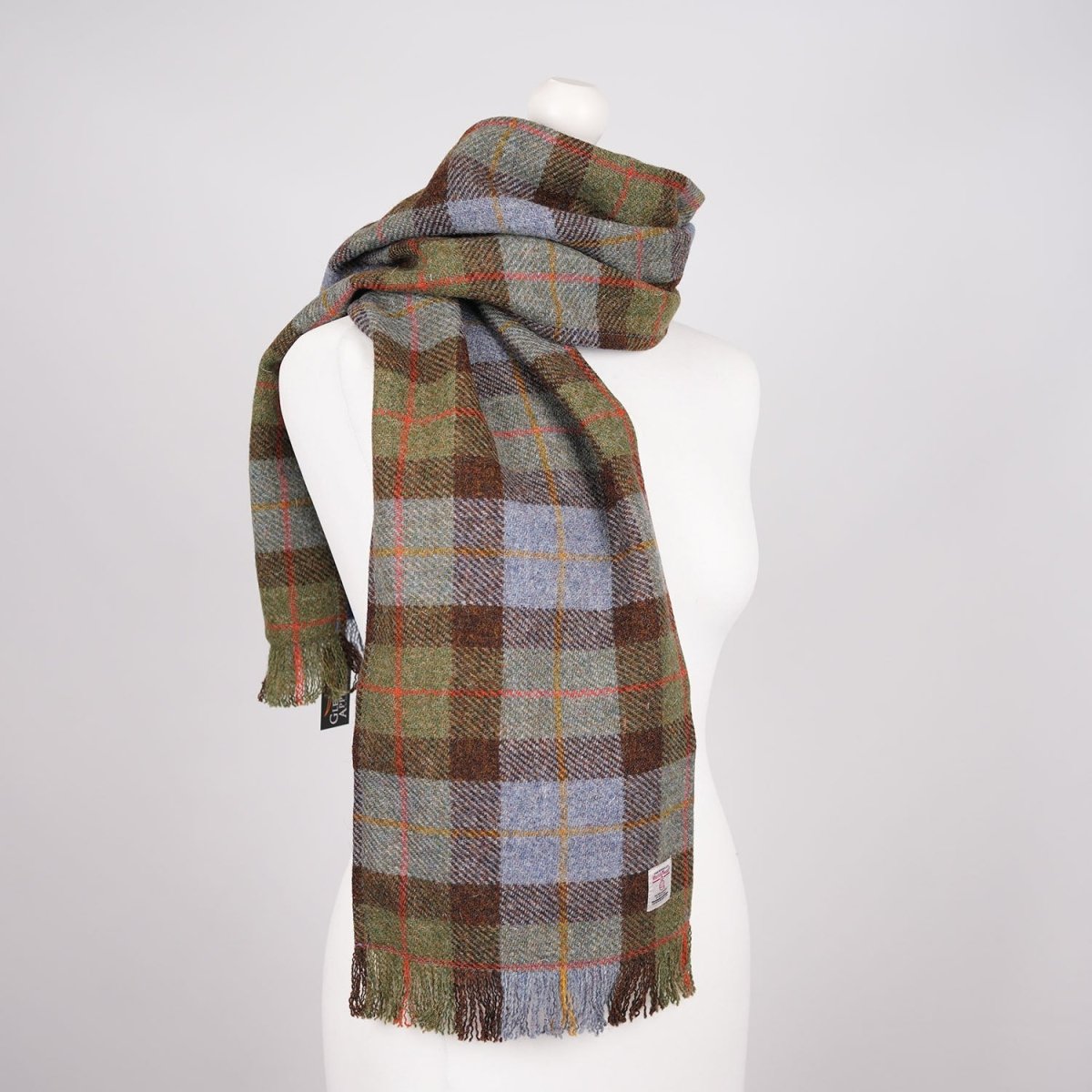 Harris Tweed Fringed Scarf with Fleece Back - MacLeod Tartan - Heritage Of Scotland -