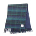 Harris Tweed Fringed Scarf with Fleece Back - Made in UK - Heritage Of Scotland - Blue with Turquoise Overcheck (COL119)